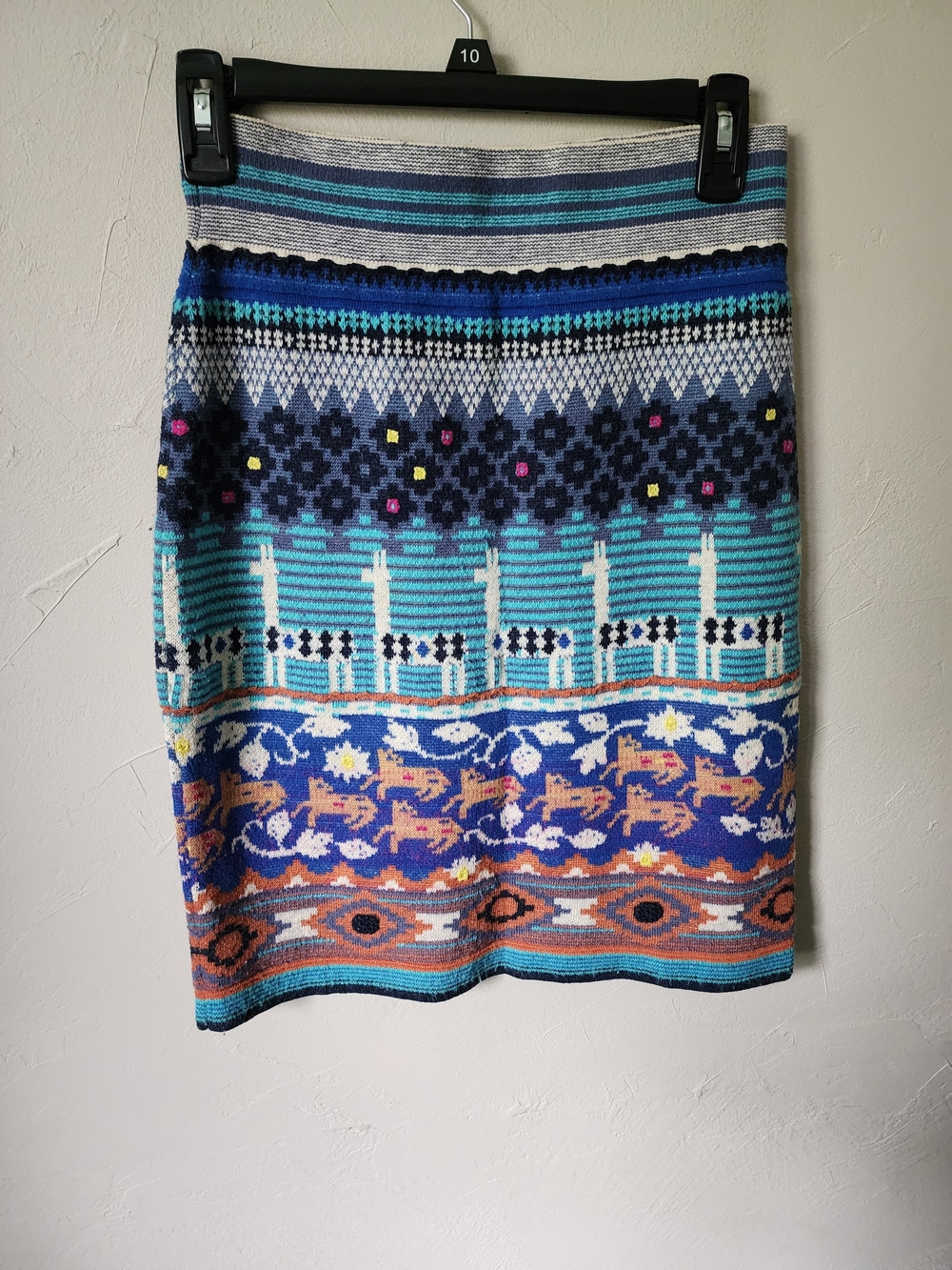 Anthropologie Multicolor Patterned Knit Pencil Skirt Size Small